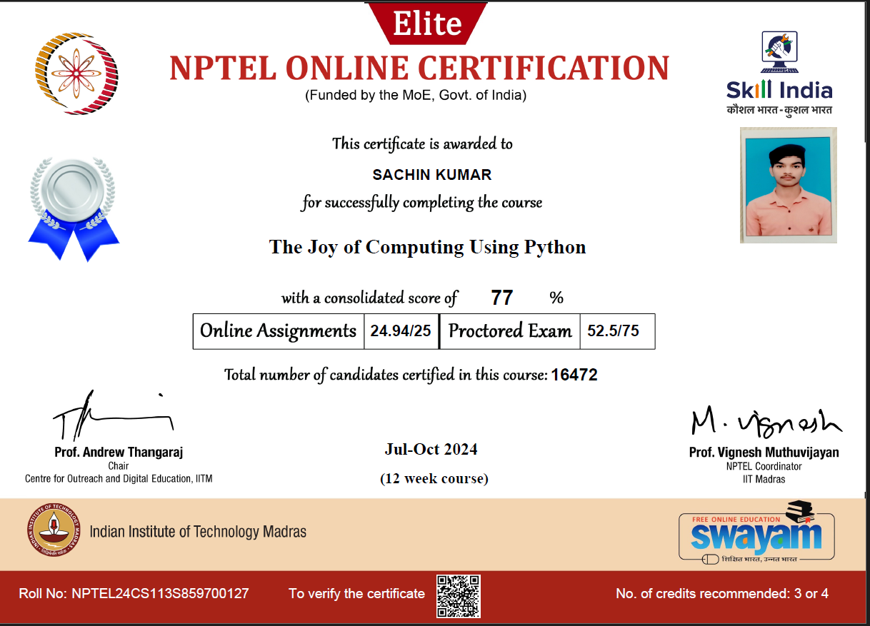 NPTEL Python Certification